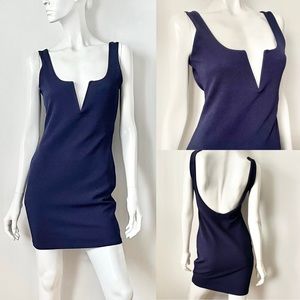 Missguided Navy Blue Deep V Plunge Open Back Mini Dress, 6